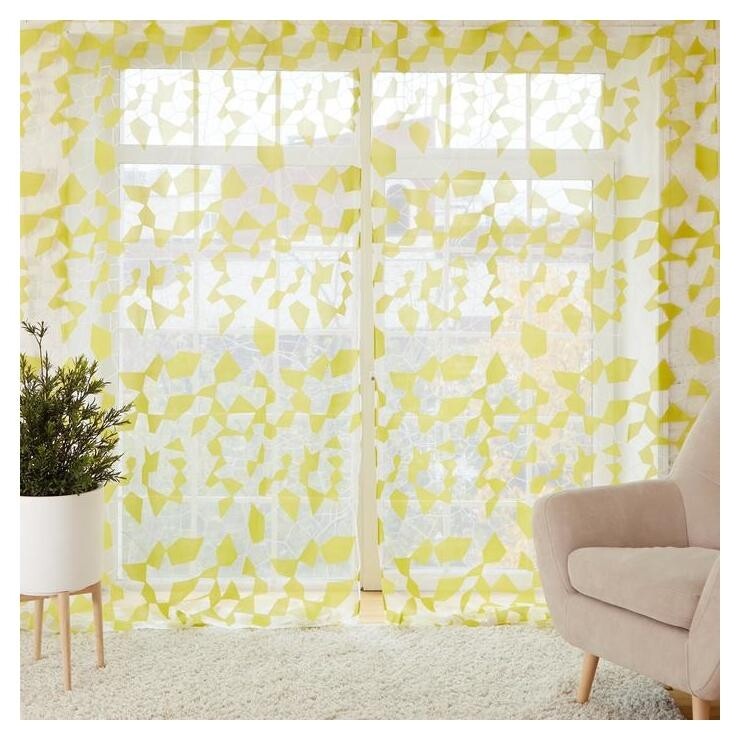 Тюль "Этель" абстракция (Цвет зелёный) без утяжелителя, ширина 250 см, высота 270 см  Этель