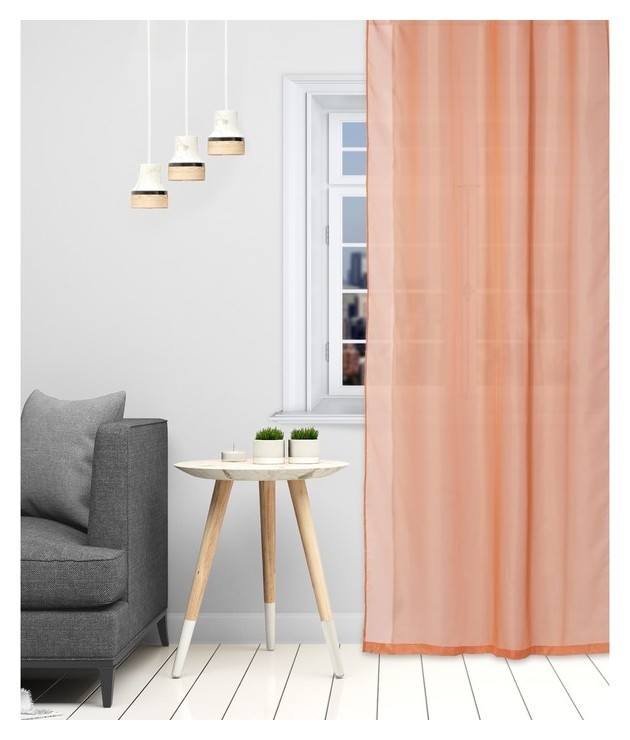 

Тюль этель 135×150 см, цвет терракотовый, вуаль, 100% п/э