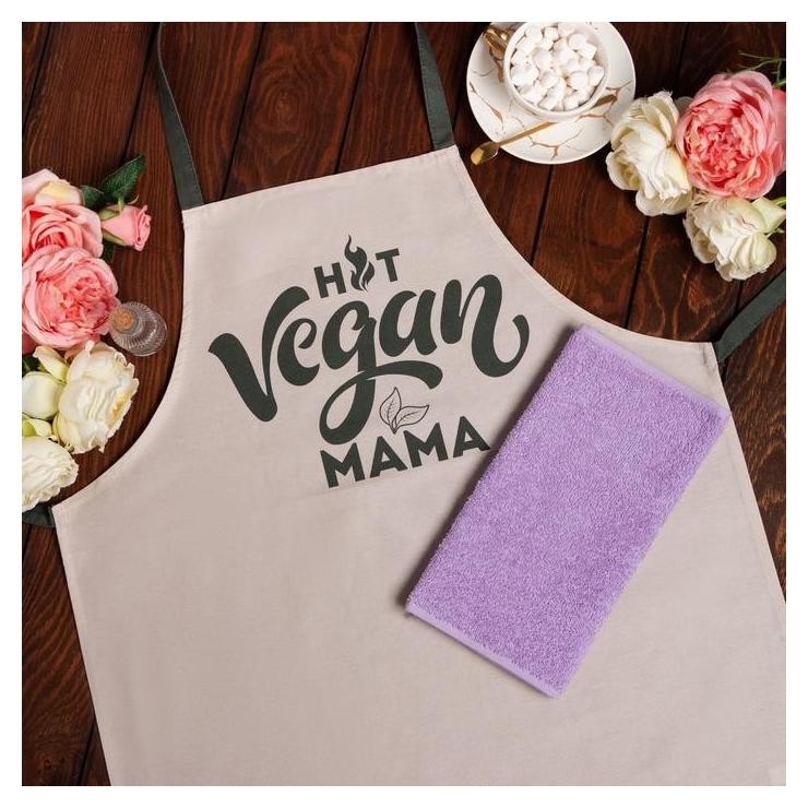

Подарочный набор этель Vegan Mama фартук 70х60 см, полотенце 30х60 см, 100% хл