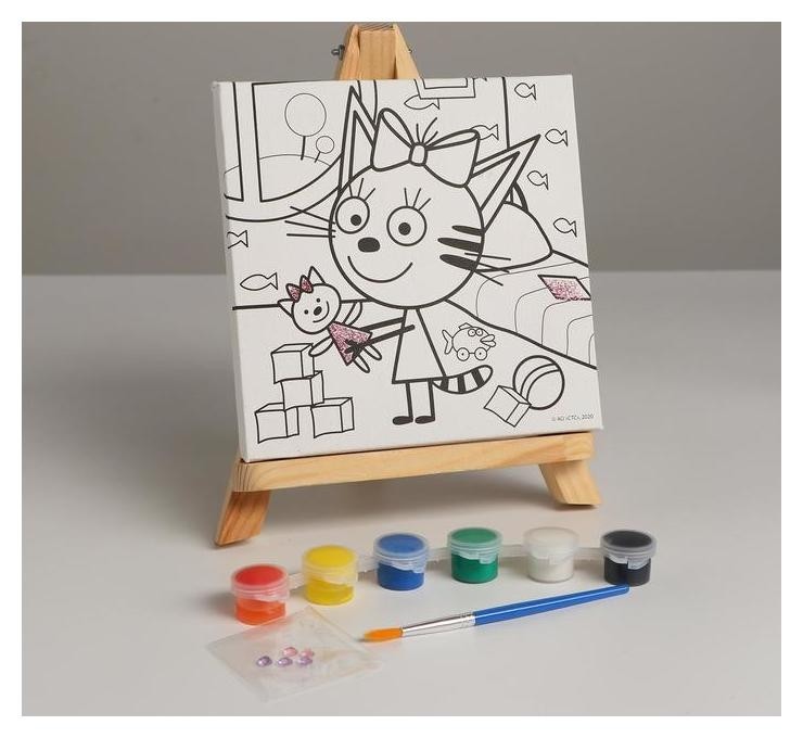 

Холст для росписи «Три кота. карамелька с игрушкой» 15 × 15 см, с глиттером