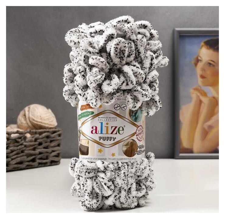 Пряжа "Puffy" 100 % микрополиэстер 9м/100г (686 белый леопард)  Alize