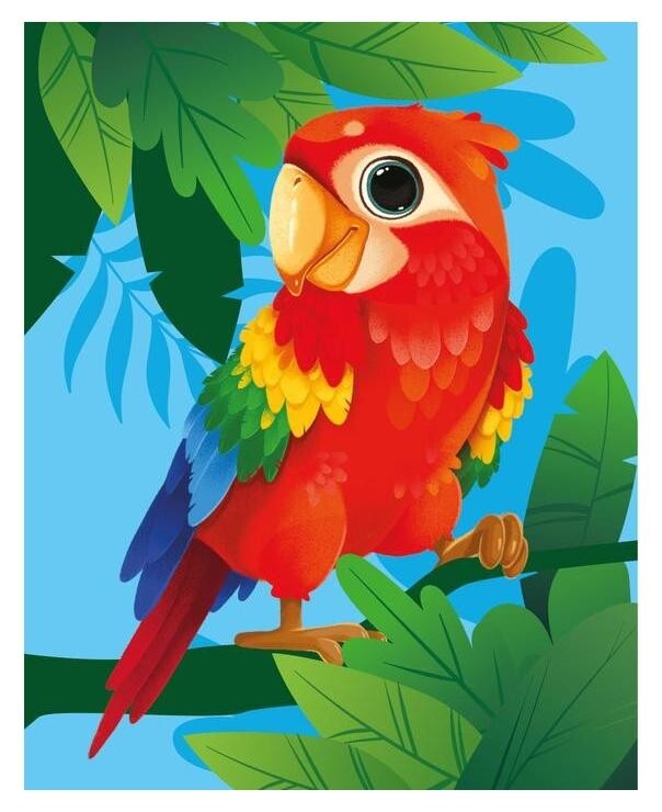 Алмазная мозаика для детей «Яркий попугай» 20х25 см  Школа талантов
