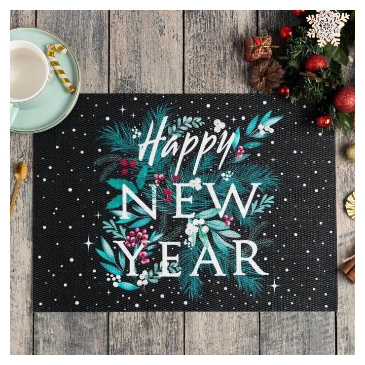

Новогодняя салфетка на стол Happy New Year пвх, 40х29 см