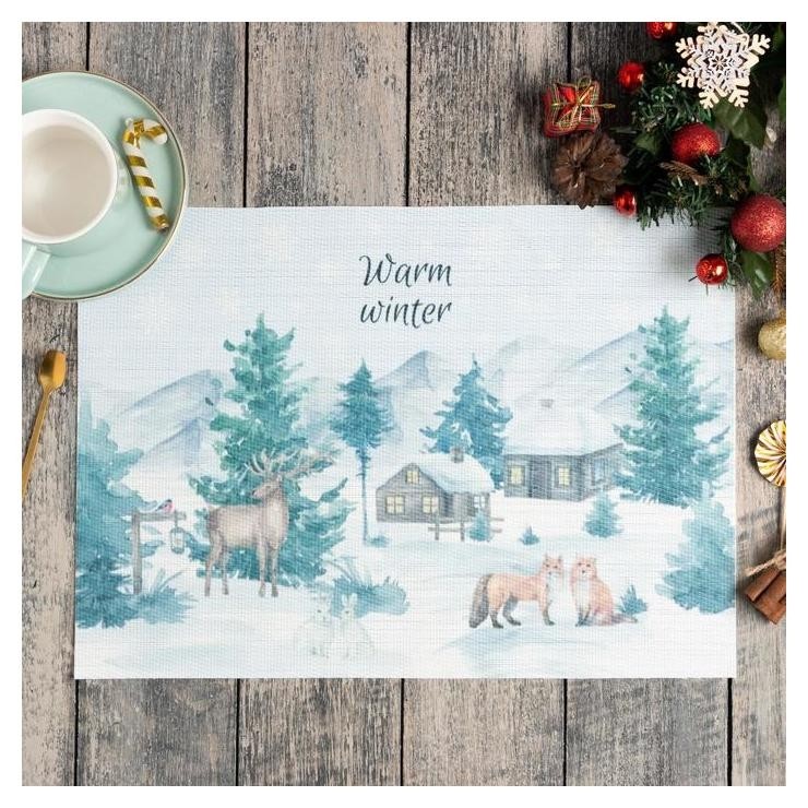 

Новогодняя салфетка на стол "Warm Winter" пвх, 40х29 см