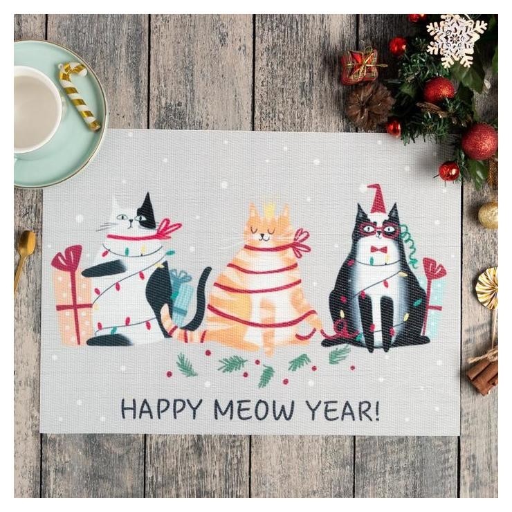 

Новогодняя салфетка на стол Meow Year пвх, 40х29 см