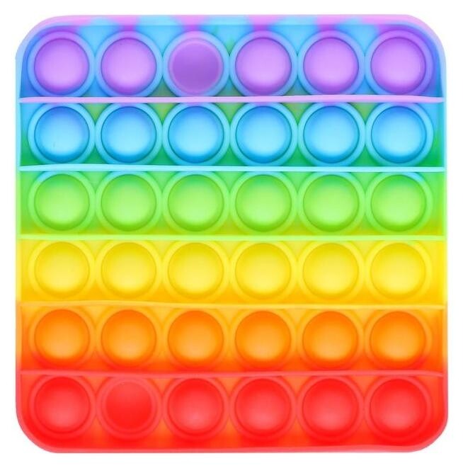 Антистресс тактильная сенсорная игрушка «Вечная пупырка», квадратная, радужная  