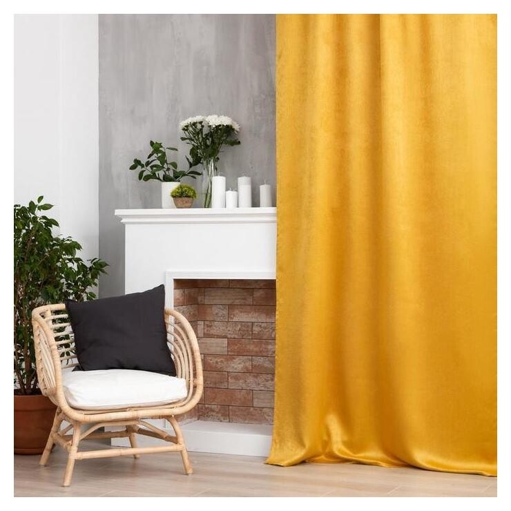 Штора портьерная этель "Классика" цв.желтый, 130*300 см, 100% п/э  Этель