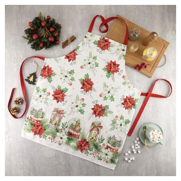 

Фартук "Этель" Christmas Red Flowers 60х70см, 100% хл, саржа 190 гр/м2