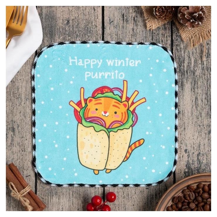 

Салфетка для уборки "Winter Purrito", 20х20 см, п/э