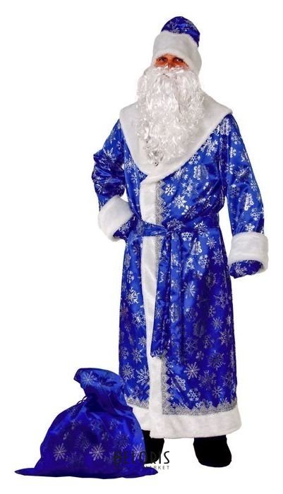 Карнавальный костюм «Дед мороз», сатин, р. 54-56, цвет синий Батик