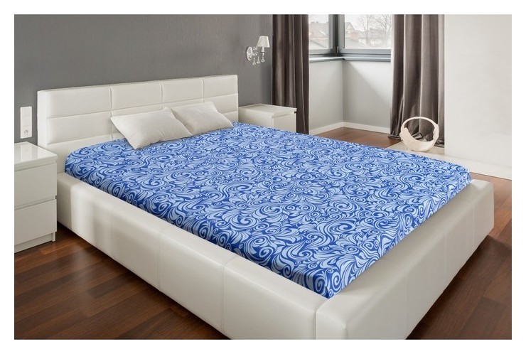 Простыня 1,5сп экономь и Я 150*215±3 "Нежность" цв. синий,100% хлопок, бязь, 100гр/м2