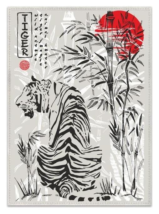 Полотенце тигр япония 45х60 см, лен 50%, хлопок 50%, 160г/м2