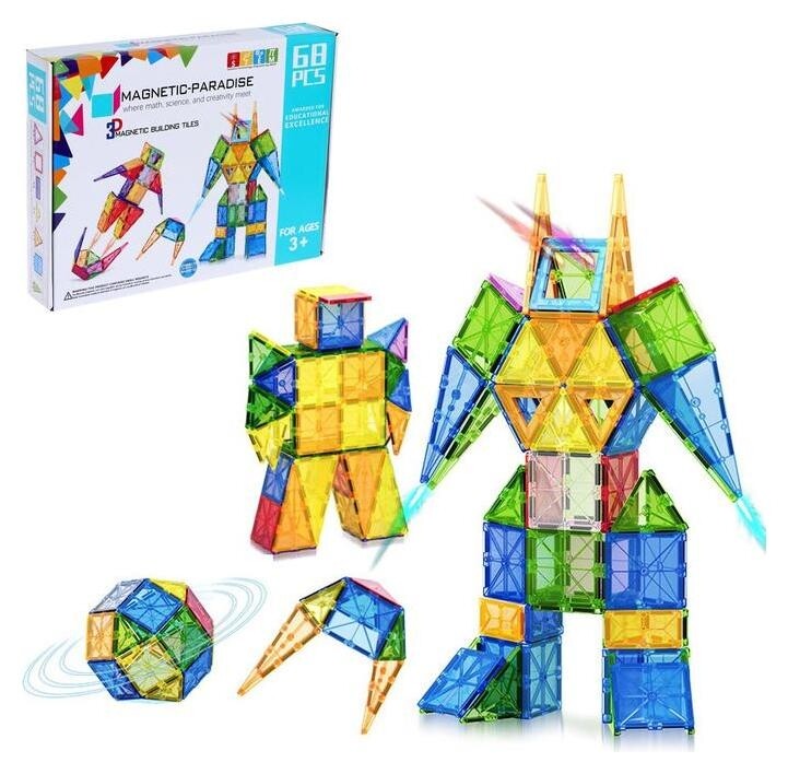 Конструктор магнитный «Геометрические фигуры», 68 деталей  
