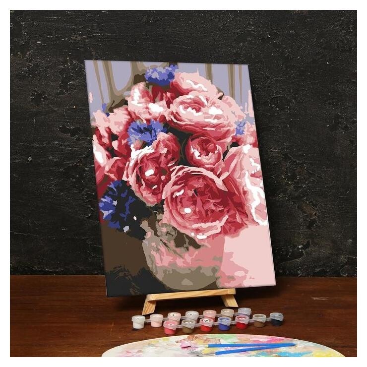 Роспись по номерам без подрамника "Пионы" 30 X 40 см  Арт узор