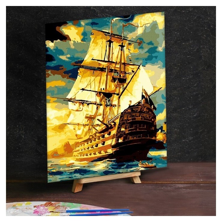 Картина по номерам на холсте 40×50 см «Корабль в океане»  Школа талантов