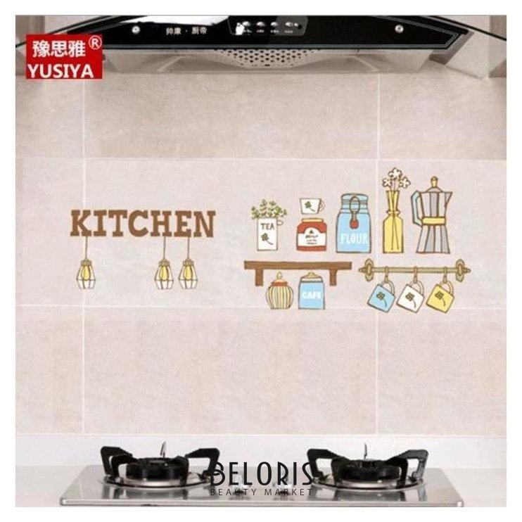 Наклейка на кафельную плитку Кухня с лампочками 30х90 см NNB