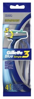 Станок для бритья одноразовый Blue Simple3, 4 шт Gillette