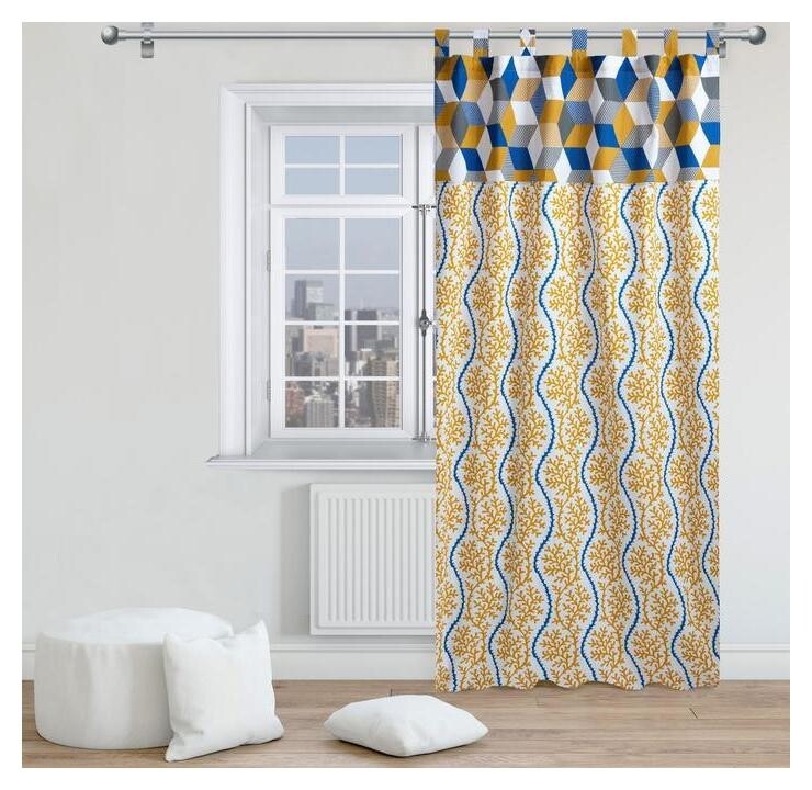 Штора портьерная этель "Кораллы" 140*270см, 130 гр/м2, 100% хлопок  Этель