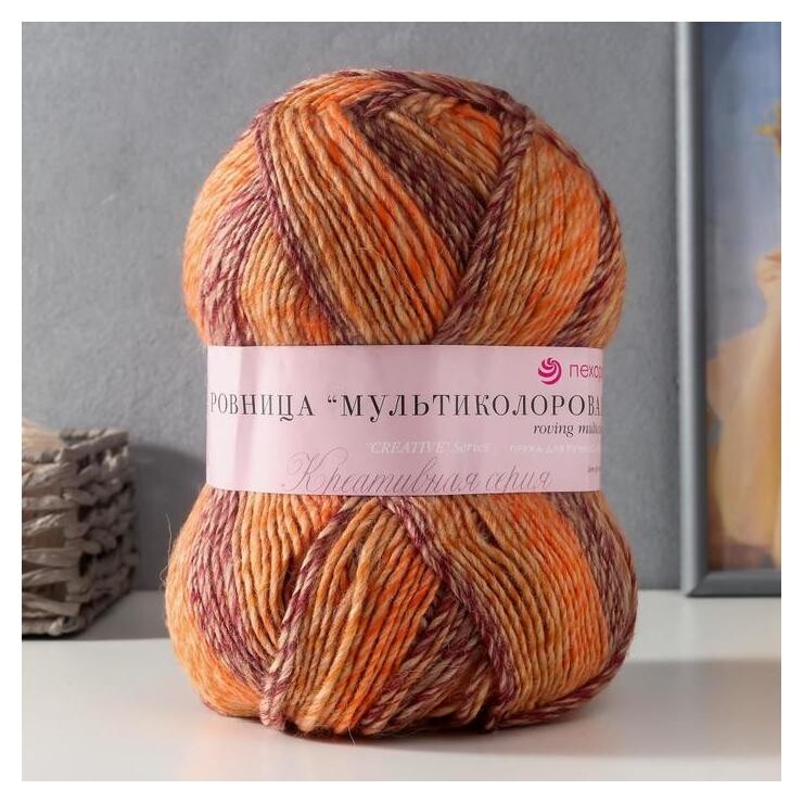 Пряжа "Ровница мультиколоровая" 50% шерсть, 50% акрил 400м/200гр (1147 М)  Пехорский текстиль