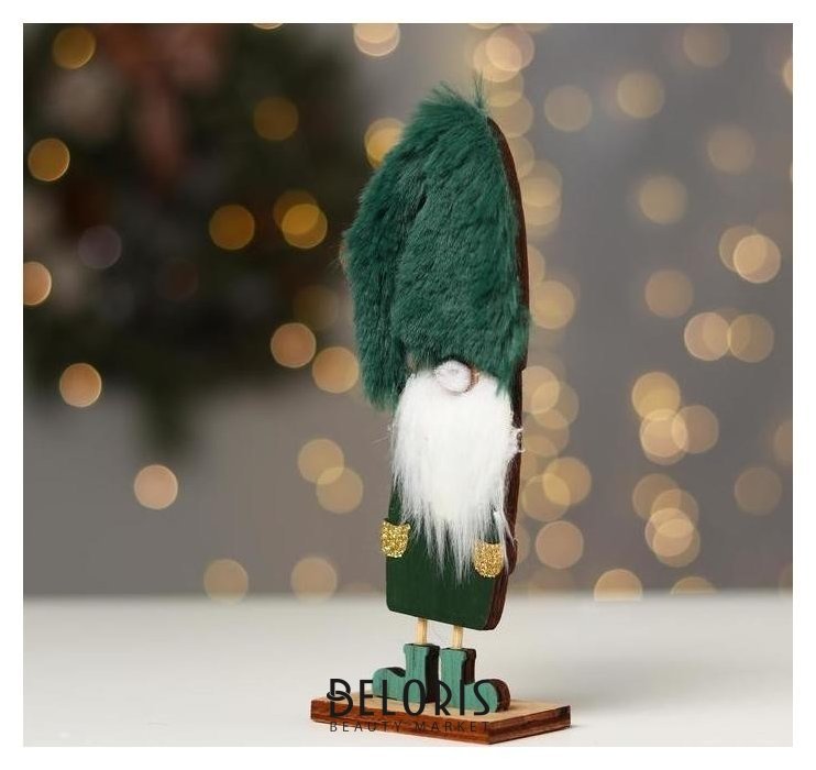 Новогодний декор «Маленький гном» 6×4×19,5 см, зелёный Лесная мастерская