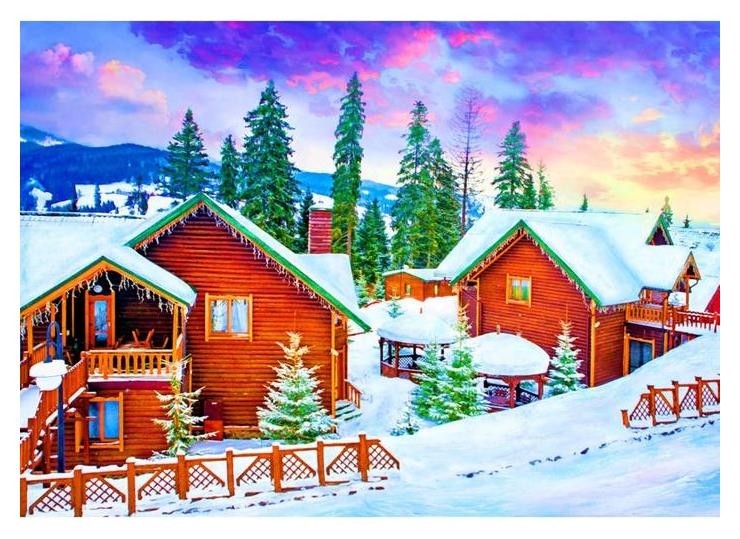

Алмазная мозаика, 30×40 см, без подрамника, с полным заполнением, 35 цв. «Заснеженные дома»