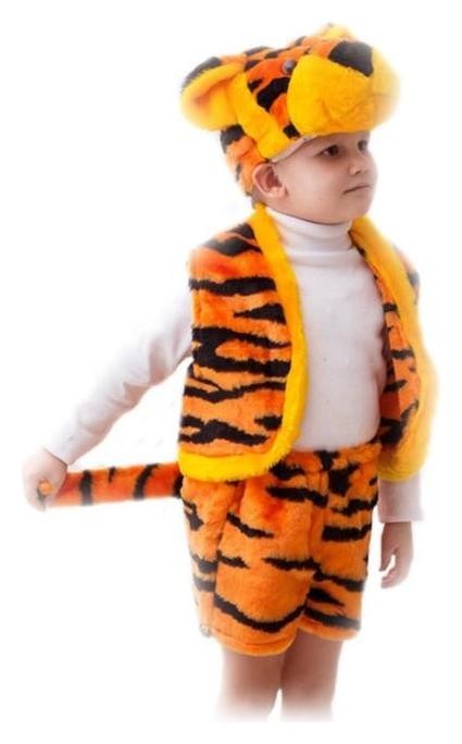 Карнавальный костюм «Тигрёнок», шапка, жилет, шорты с хвостом, 3-5 лет, рост 104-116 см