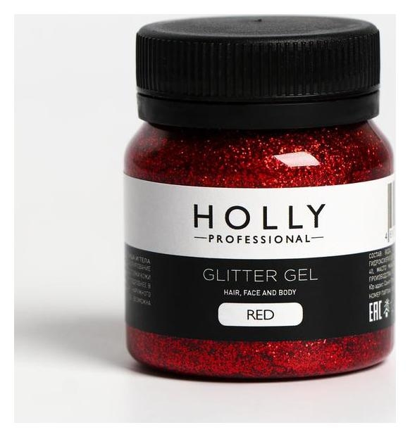 Декоративный гель для волос, лица и тела Glitter GEL Holly Professional, Red, 50 мл