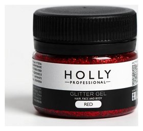 Декоративный гель для волос, лица и тела Glitter GEL Holly Professional, Red, 20 мл Holly Professional