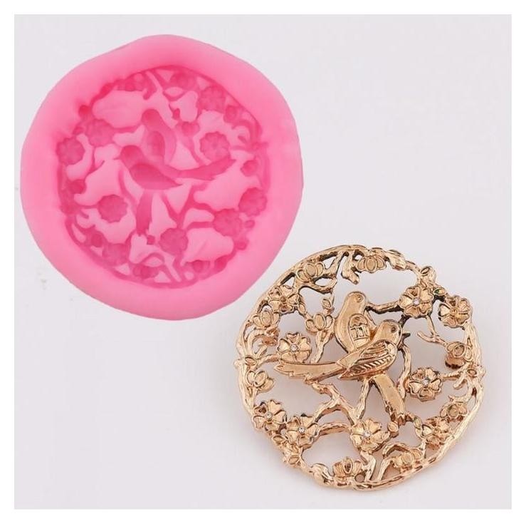 

Молд силикон "Птички в цветочных ветвях" 6,5 см