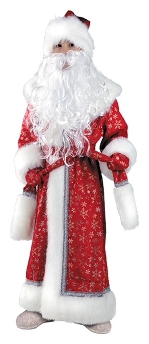 Карнавальный костюм Дед мороз, плюш, пальто, рукавицы, шапка, р. 32, рост 128 см