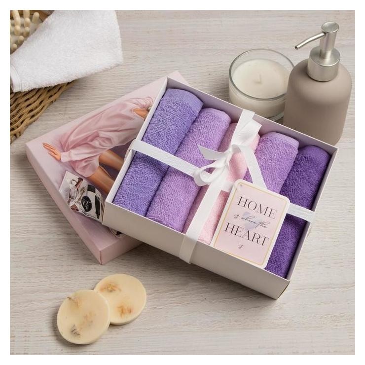 

Набор махровых салфеток "Sweet Home" 30х30 см -5шт, 100% хл, 340гр/м2