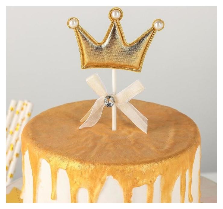 Топпер на торт «Корона», 17,5×8 см, цвет золотой
