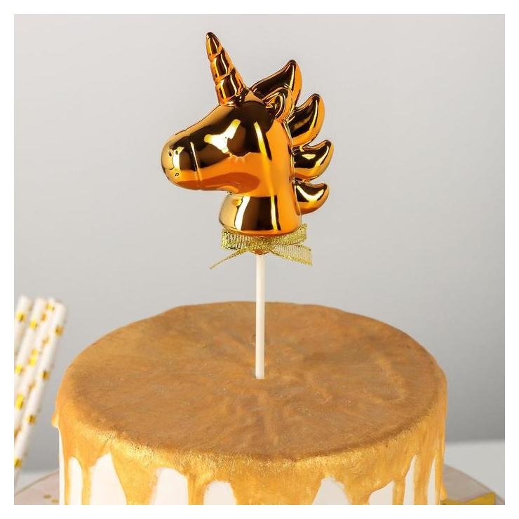 Топпер на торт«Единорог», 21×7см, цвет золотой