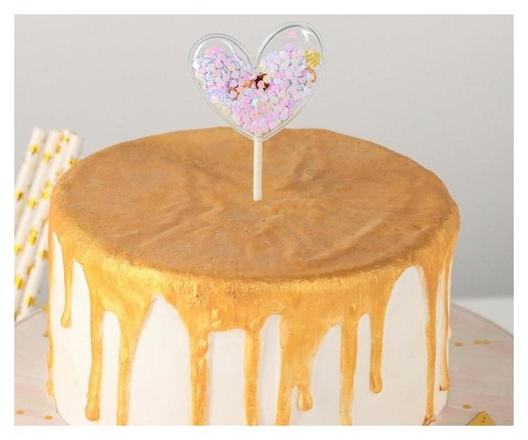 Топпер на торт«Конфетти. сердечко», 12×5 см