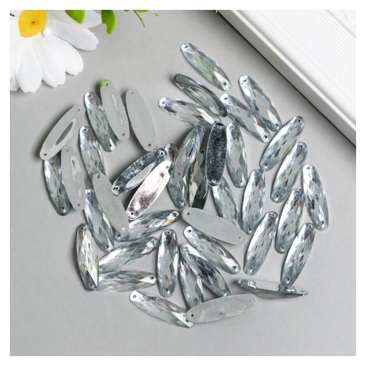 

Декор для творчества пластик "Стразы овал. серебро" набор 50 шт 0,8х2,8 см