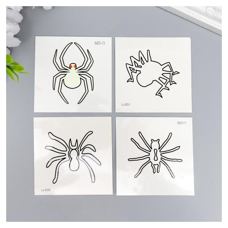 

Татуировка на тело фосфорная "Пауки" 6х6 см