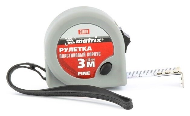 Рулетка Fine, 3 м х 16 мм, пластиковый корпус  Matrix (Матрикс)