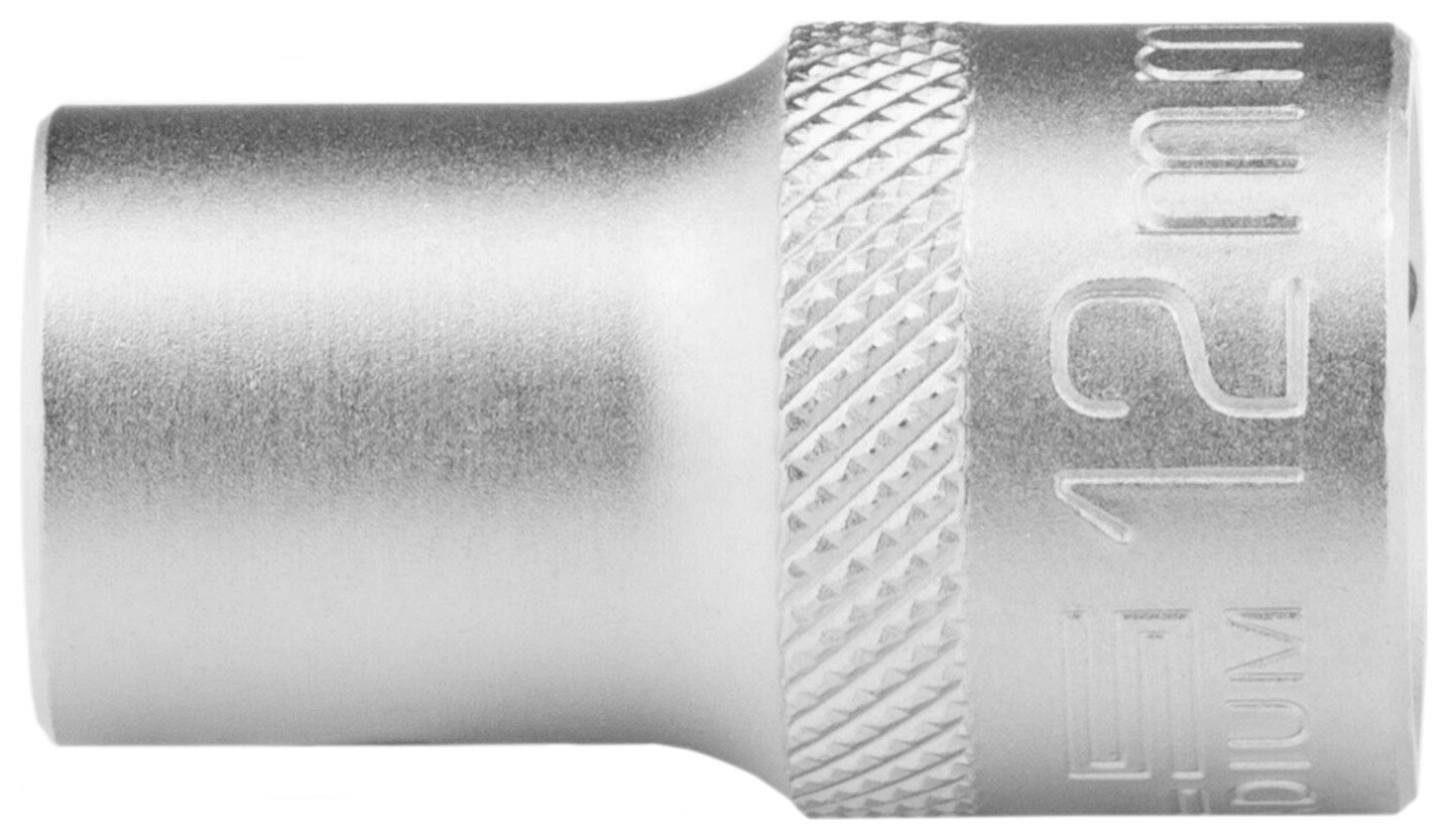 Головка торцевая, 12 мм, двенадцатигранная, Crv, под квадрат 1/2, хромированная Stels