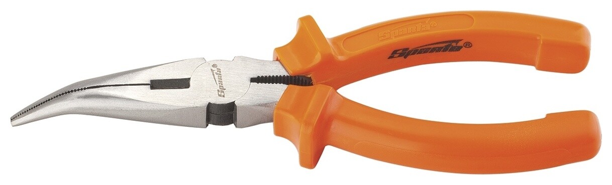 Длинногубцы изогнутые Classic, 160 мм, шлифованные, пластмассовые рукоятки  Sparta