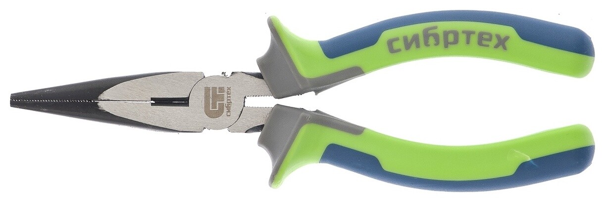 Длинногубцы прямые 160 мм, фосфатирование, трехкомпонентные рукоятки  Сибртех