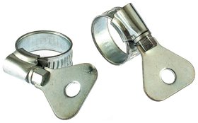 Хомуты металлические, червячные 12-20 мм, ширина 10 мм, W1, с металлическим ключом, 2 шт Сибртех