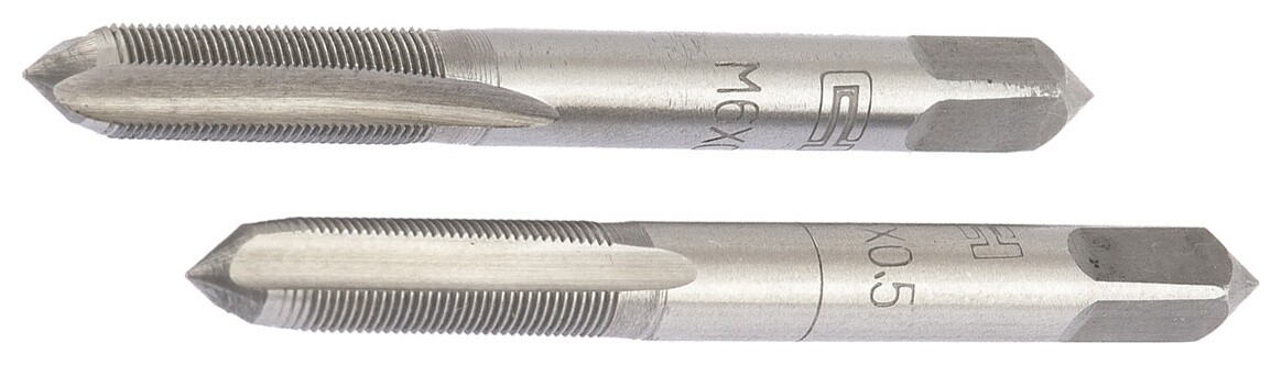 Метчик ручной М6 х 0.5 мм, комплект из 2 шт  Сибртех