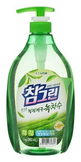 Средство для мытья посуды Chamgreen с ароматом зеленого чая, флакон-дозатор  CJ Lion