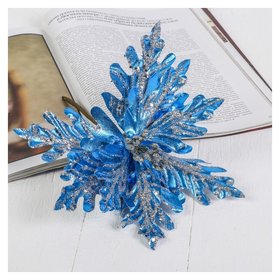 Декор "Блеск" узорный лист, синий, 20*15 см Зимнее волшебство