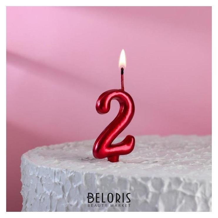 Свеча для торта, цифра 2, рубиновый Омский свечной завод