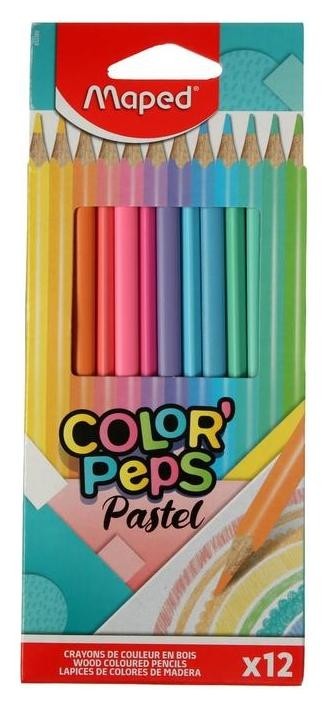 

Карандаши 12цв пастель Maped Color'peps Pastel треугольные,ударопроч.грифель,картон.футляр