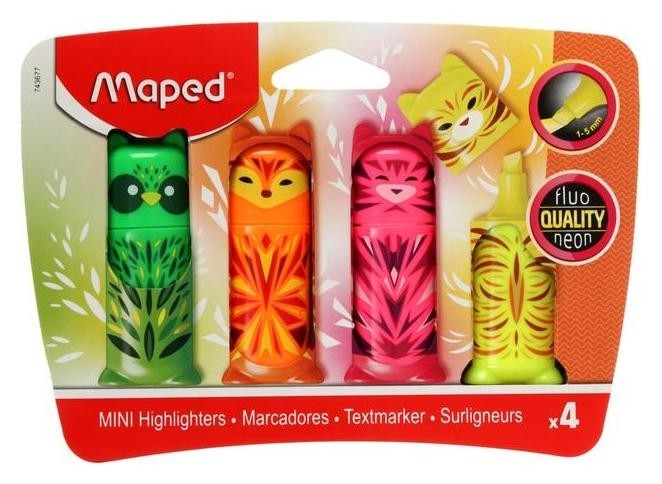 

Набор маркеров текстовыделитель 4цв 1-5мм, Maped Fluo Pep's Mini Friends