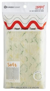 Мочалка для душа нейлон сред.жесткости №134 Shower Towel Heart 28 х 100  Marufuku Chemifa