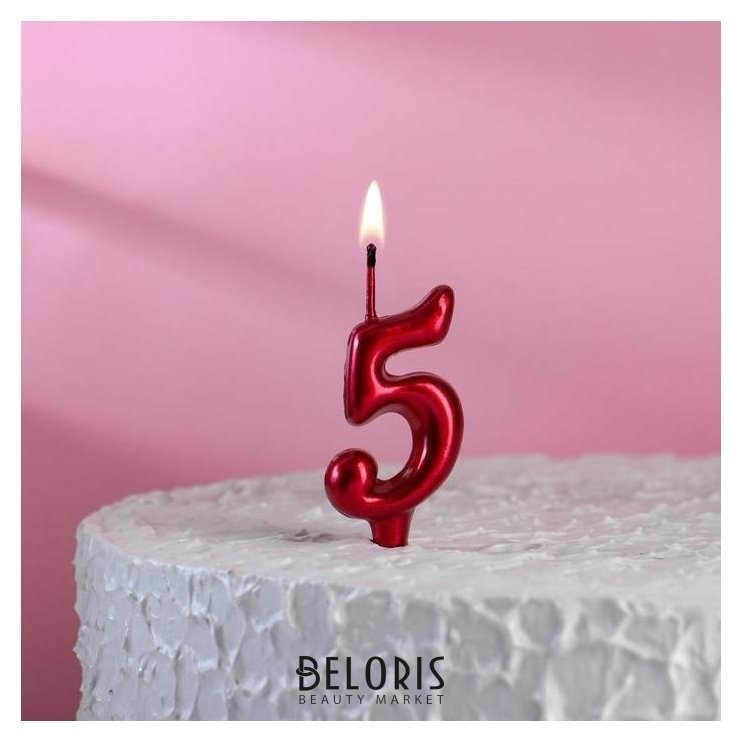 Свеча для торта, цифра 5, рубиновый Омский свечной завод