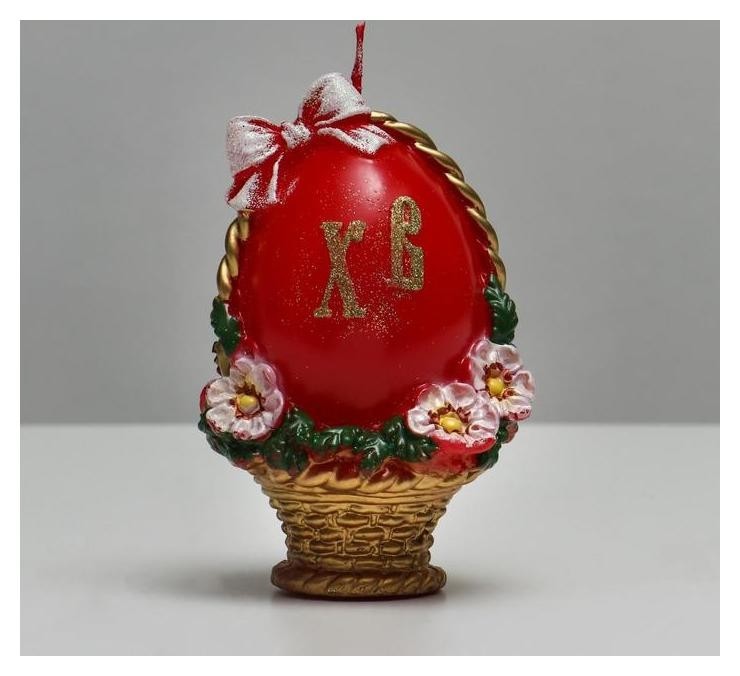 

Свеча фигурная большая "Пасхальное яйцо в корзинке", 9,5х14,5 см, 220 гр